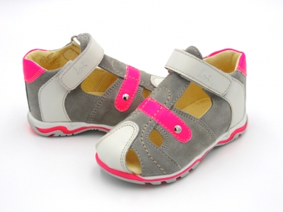 Sandale copii Lui Shoes, cod 3S277, seria SIMBA, gri deschis, piele naturala