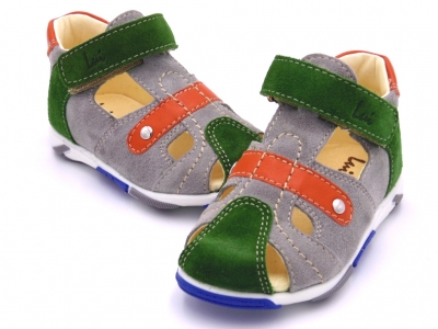 Sandale copii Lui Shoes, cod 3S285, seria SIMBA, gri deschis, piele naturala