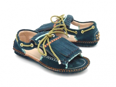 Mocasini femei Lui Shoes, cod 2M187, seria CARVE, verde sea, piele naturala
