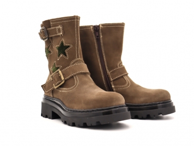 Cizme copii Lui Kids, cod 3C358, seria LELLY, khaki, piele naturala