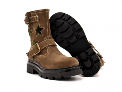 Cizme copii Lui Kids, cod 3C358, seria LELLY, khaki, piele naturala
