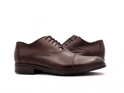 Pantofi barbati Lui Shoes, cod 1P566, seria ROSSO STAMPO, maro inchis, piele naturala