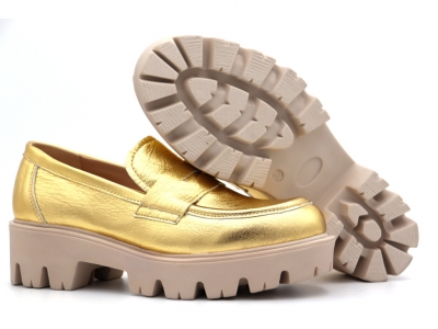 Pantofi femei Lui Shoes, cod 2P447, seria LORI, auriu, piele naturala