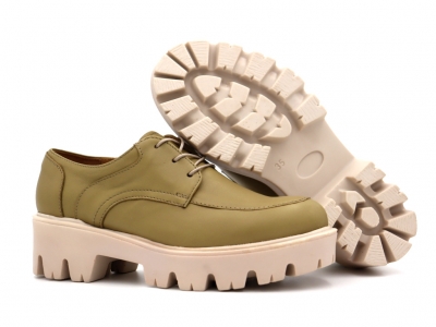 Pantofi femei Lui Shoes, cod 2P464, seria LORI, khaki, piele naturala