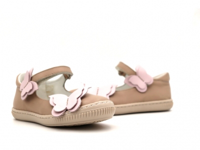 Pantofi copii fete Lui Kids, cod 6P277, seria FRANCA, bej, piele naturala
