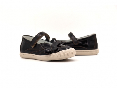 Pantofi copii fete Lui Kids, cod 6P289, seria FLEUR, maro inchis, piele naturala