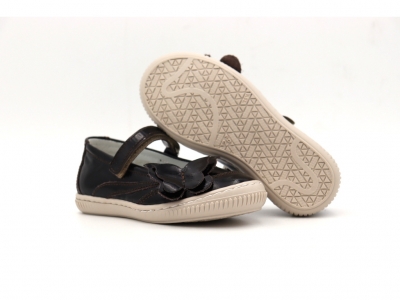 Pantofi copii fete Lui Kids, cod 6P289, seria FLEUR, maro inchis, piele naturala