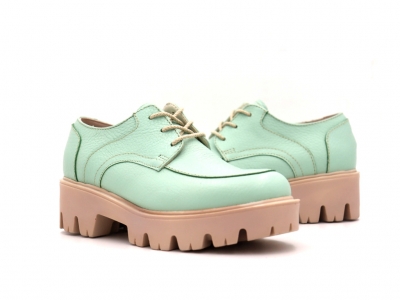 Pantofi femei Lui Shoes, cod 2P467, seria LORI, verde pal, piele naturala