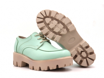 Pantofi femei Lui Shoes, cod 2P467, seria LORI, verde pal, piele naturala