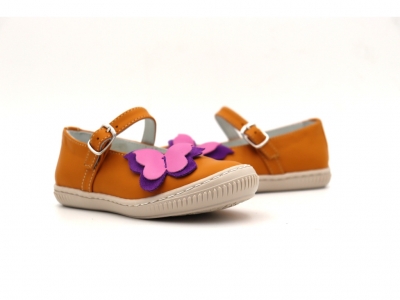 Pantofi copii fete Lui Kids, cod 6P296, seria LINDA, galben mustar, piele naturala