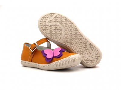 Pantofi copii fete Lui Kids, cod 6P296, seria LINDA, galben mustar, piele naturala