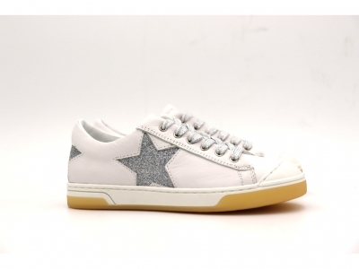 Pantofi sport copii fete Lui Kids, cod 6A142, seria SUPER STAR, alb, piele naturala