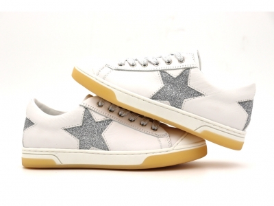 Pantofi sport copii fete Lui Kids, cod 6A142, seria SUPER STAR, alb, piele naturala