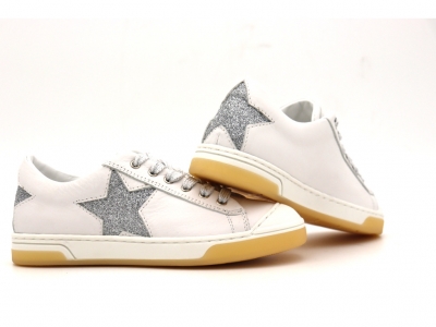 Pantofi sport copii fete Lui Kids, cod 6A142, seria SUPER STAR, alb, piele naturala