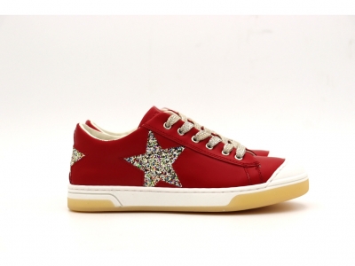 Pantofi sport copii fete Lui Kids, cod 6A144, seria SUPER STAR, rosu, piele naturala
