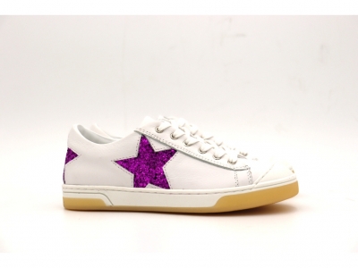 Pantofi sport copii fete Lui Kids, cod 6A146, seria SUPER STAR, alb, piele naturala