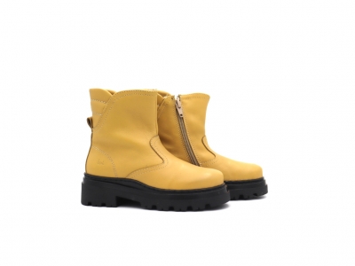 Botine copii fete Lui Shoes, cod 6B9, seria STELA, galben, piele naturala