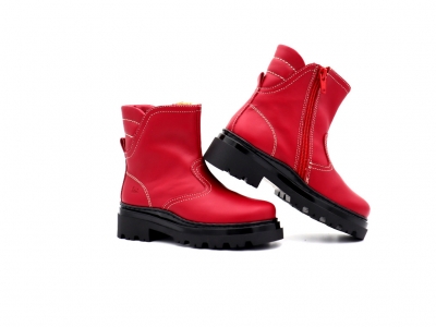 Botine copii fete Lui Shoes, cod 6B16, seria STELA, rosu, piele naturala