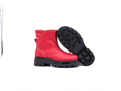 Botine copii fete Lui Shoes, cod 6B16, seria STELA, rosu, piele naturala