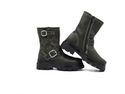 Cizme copii fete Lui Shoes, cod 6C420, seria LELLY, verde forest, piele naturala