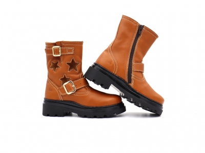 Cizme copii fete Lui Shoes, cod 6C421, seria LELLY, maro deschis, piele naturala