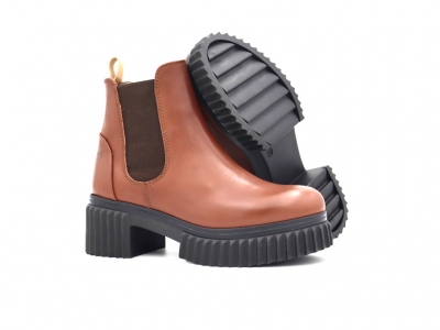 Botine femei Lui Shoes, cod 2B114, seria PEZZO E, maro deschis, piele naturala