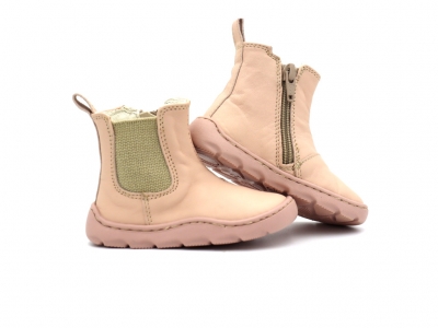 Botine copii Lui Kids, cod 3B12, seria FROG, roz pal, piele naturala