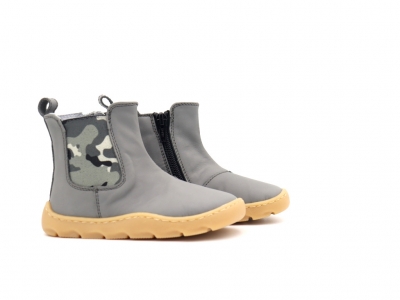 Botine copii Lui Kids, cod 3B13, seria FROG, gri, piele naturala