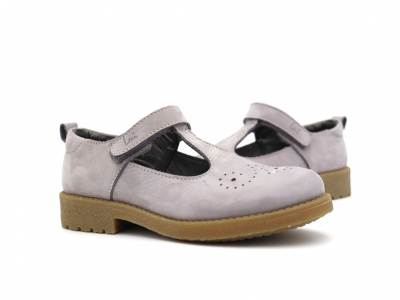 Pantofi copii Lui Kids, cod 3P92, seria SARA, gri deschis, piele naturala