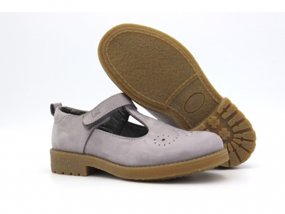 Pantofi copii Lui Kids, cod 3P92, seria SARA, gri deschis, piele naturala