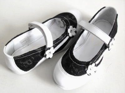 Sandale copii fete LM, cod 6S83, seria FLEUR, alb, piele naturala