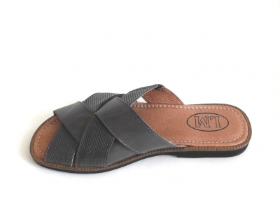 Sandale barbati LM, cod 1S57, seria BREEZE, gri, piele naturala