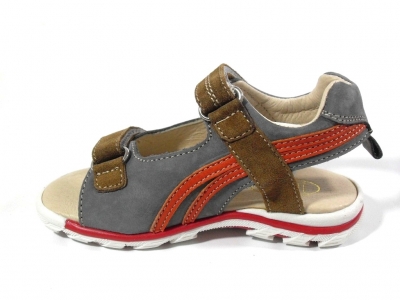 Sandale copii LM, cod 3S80, seria CERCHI, gri, piele naturala