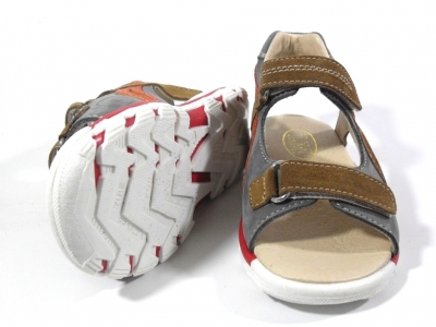 Sandale copii LM, cod 3S80, seria CERCHI, gri, piele naturala