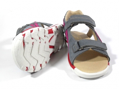 Sandale copii LM, cod 3S81, seria CERCHI, gri, piele naturala