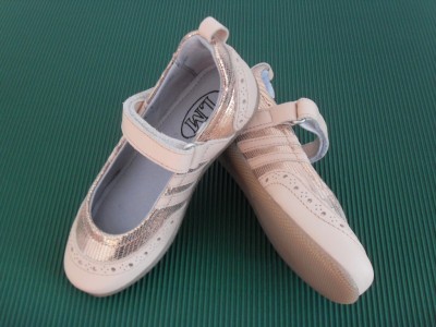 Pantofi copii fete LM, cod 6P122, seria KITTY, bej, piele naturala