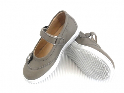 Pantofi copii fete LM, cod 6P130, seria FLEUR, gri, piele naturala