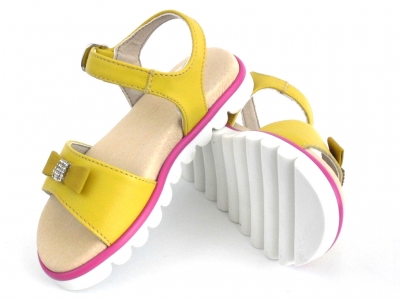 Sandale copii fete LM, cod 6S107, seria ELSA, galben, piele naturala
