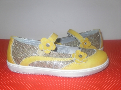 Pantofi copii fete LM, cod 6P143, seria FLEUR, galben, piele naturala