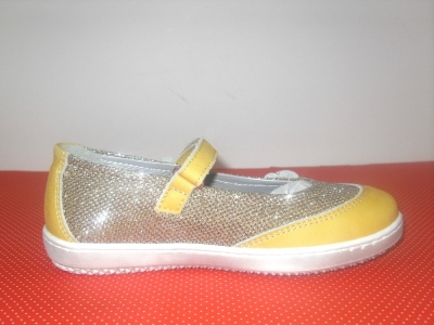 Pantofi copii fete LM, cod 6P143, seria FLEUR, galben, piele naturala
