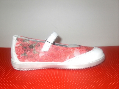 Pantofi copii fete LM, cod 6P154, seria FLEUR, alb, piele naturala