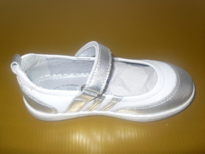 Pantofi copii fete LM, cod 6P161, seria KITTY, argintiu, piele naturala