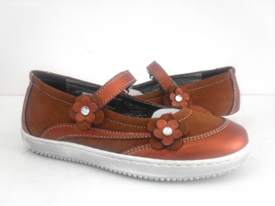 Pantofi copii fete LM, cod 6P177, seria FLEUR, caramiziu, piele naturala
