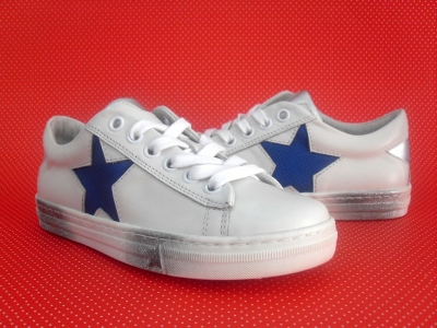 Pantofi sport copii LM, cod 3A344, seria SUPER STAR, alb, piele naturala