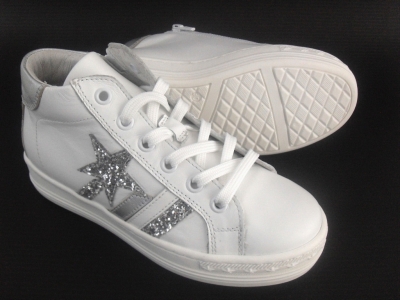 Pantofi sport copii LM, cod 3A369, seria MEGASTAR, alb, piele naturala