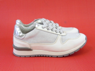 Pantofi sport copii fete LM, cod 6A59, seria VOLEY, alb, piele naturala