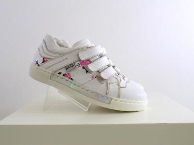 Pantofi sport copii fete LM, cod 6A70, seria KIDDY GIRL, alb, piele naturala