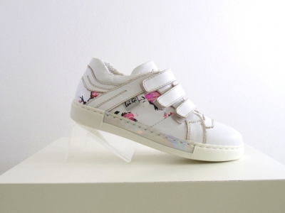 Pantofi sport copii fete LM, cod 6A70, seria KIDDY GIRL, alb, piele naturala