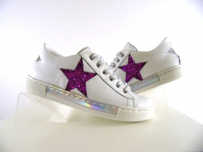 Pantofi sport copii fete Lui.Gi, cod 6A87, seria SUPER STAR, alb, piele naturala