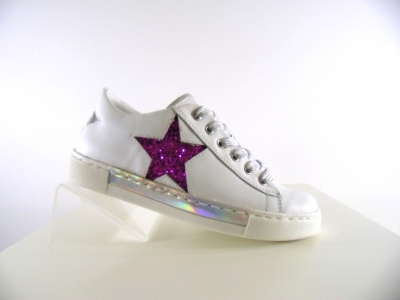 Pantofi sport copii fete Lui.Gi, cod 6A87, seria SUPER STAR, alb, piele naturala